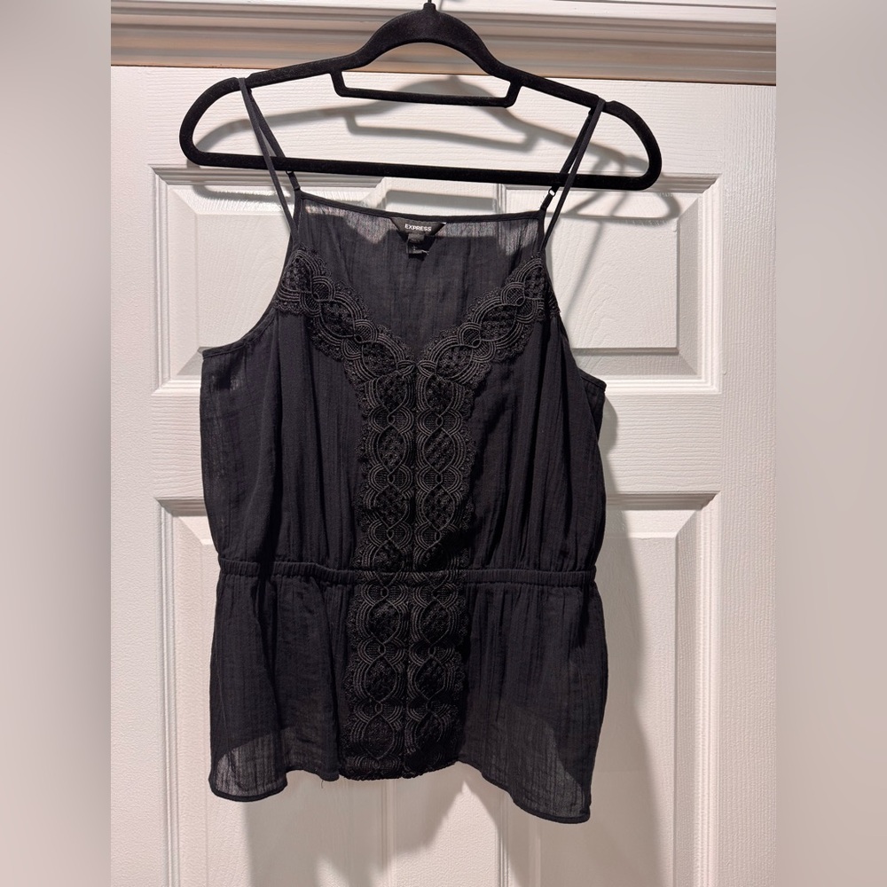 Express Black tank top with Lace Detail EUC sleeveless!